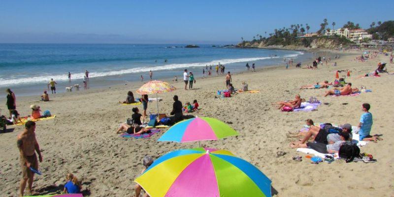 People sunbathing in Laguna Beach, California