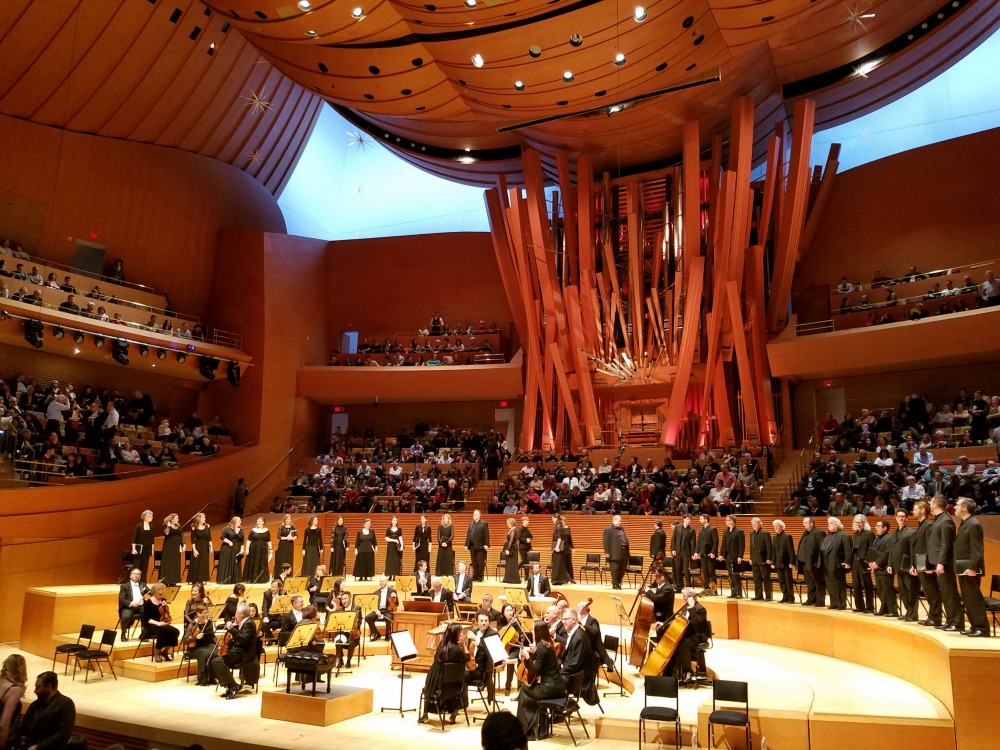 Disney Concert Hall with musicians.
