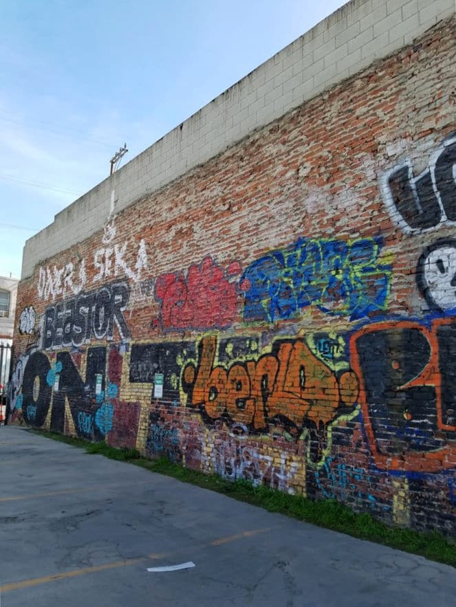 Graffiti in a parking lot Downtown Los Angeles LA Arts District