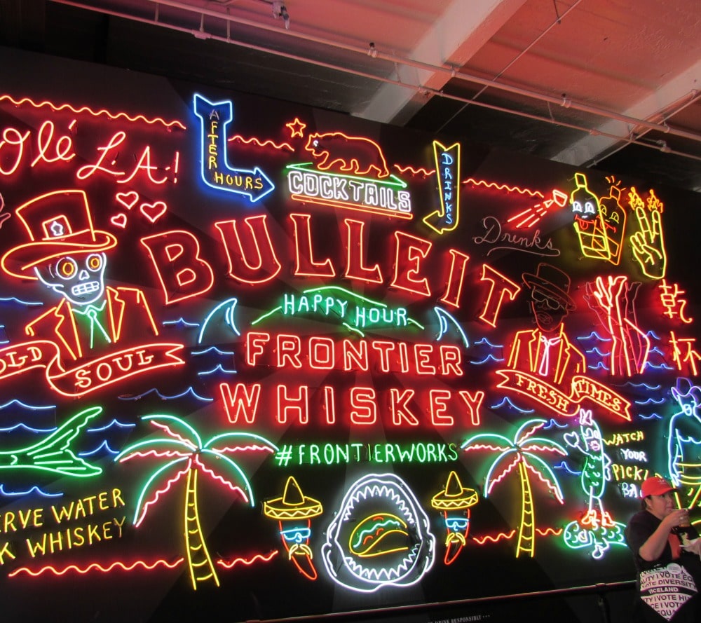 Neon wall at Grand Central Market Downtown Los Angeles