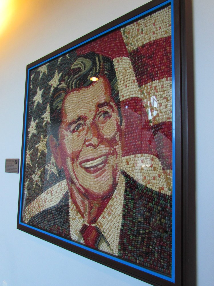 Ronald Reagan portrait in jelly beans.