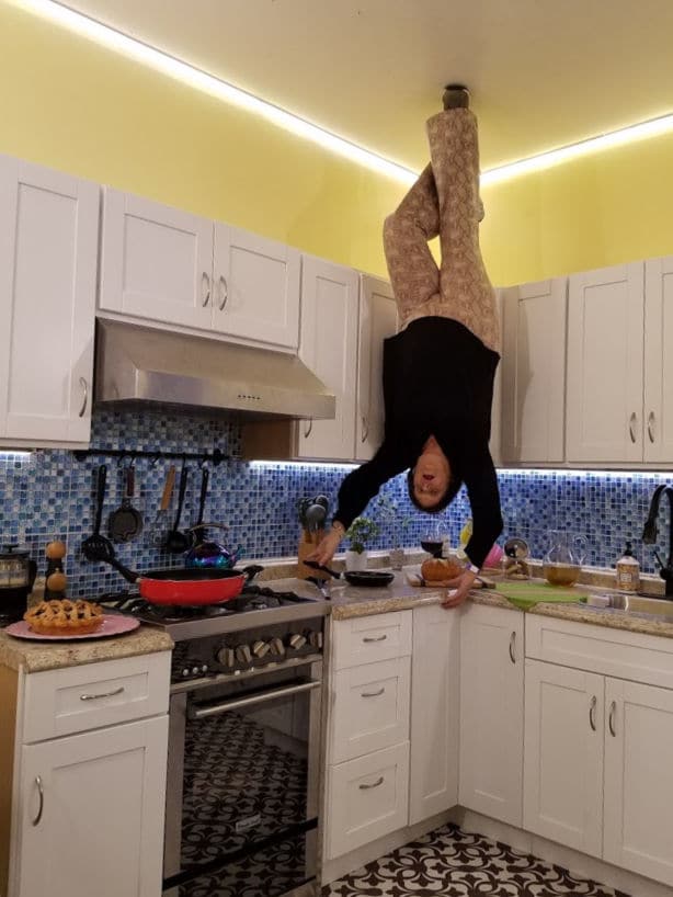 Upside down house in kitchen