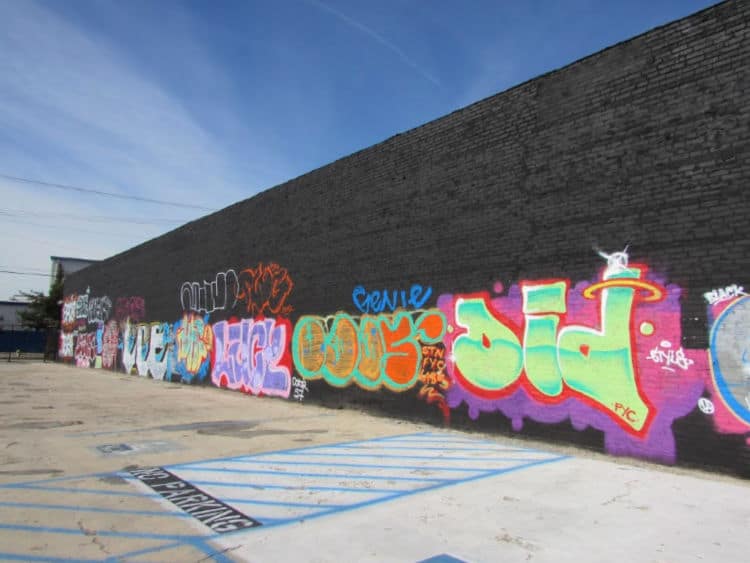 Graffiti bubble lettering DTLA parking lot