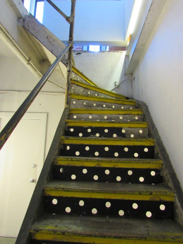 Stairway to lofts in the Edison building