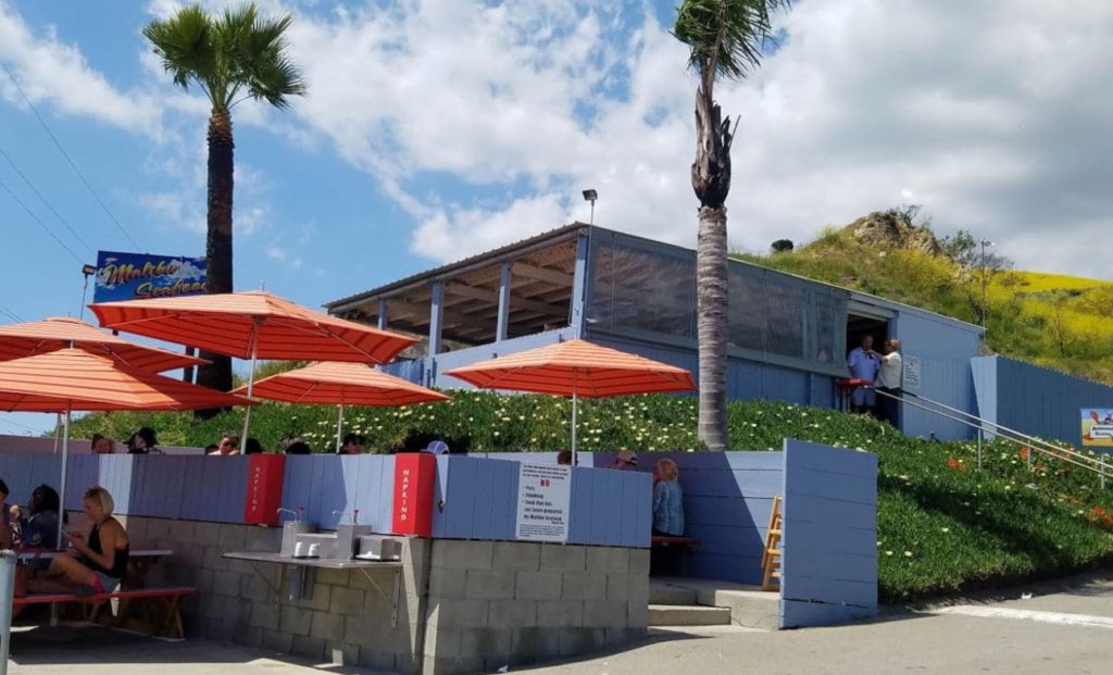 Covered eating area at Malibu Seafood
