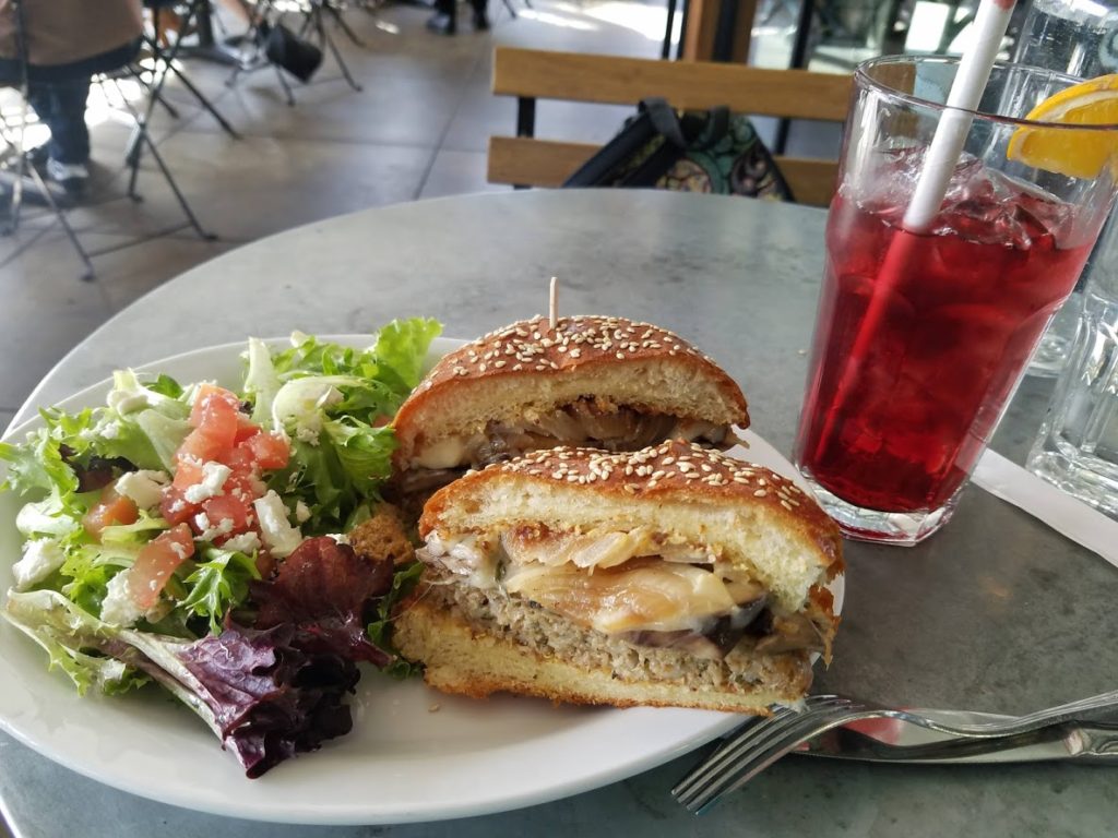 Mushroom vegan burger at Zinc Cafe DTLA.