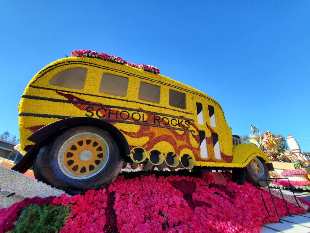 School bus on Rose Parade float