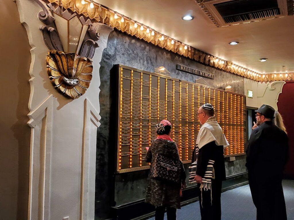 The Wall of Memory in the Saban Theatre is part of the Beverly Hills Temple of the Arts which does Jewish services there.