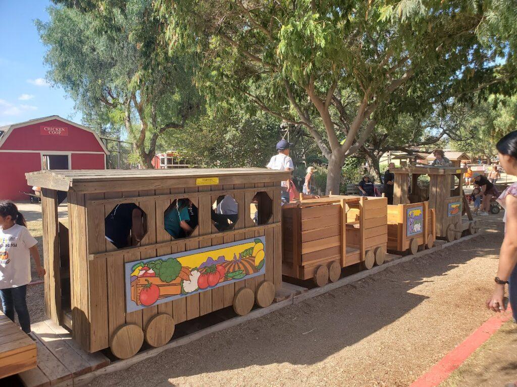 Wooden train for kids to climb.