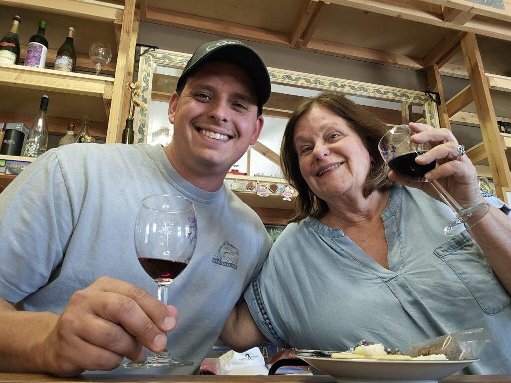 Enjoying a Malbec in Tehachapi, California.