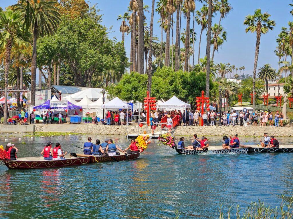 Dragon Boats at the Echo Park Lotus Festival