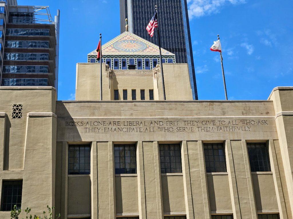 The exterior of the 100 year old Los Angeles Central Library.